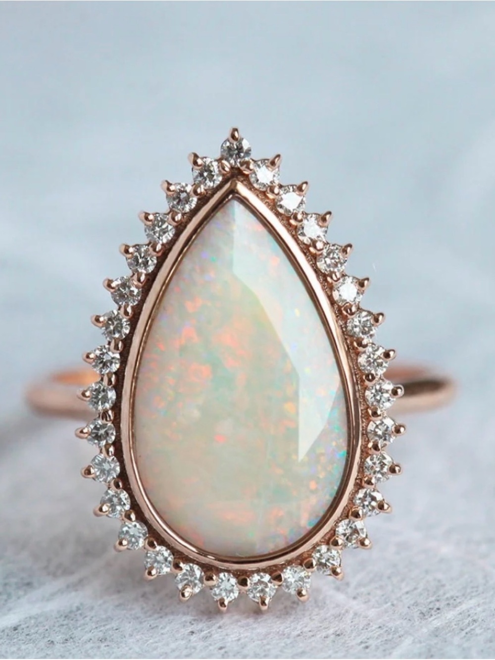NEW 18K ROSE GOLD OPAL RING 2pc SET size 8 - Picture 4 of 5